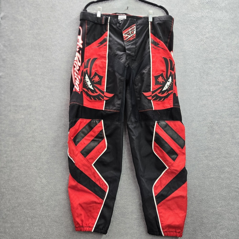 Fly Racing Men Motocross Pants‎ 38 Red Graphic Eagle Logo F-16 Race Pant